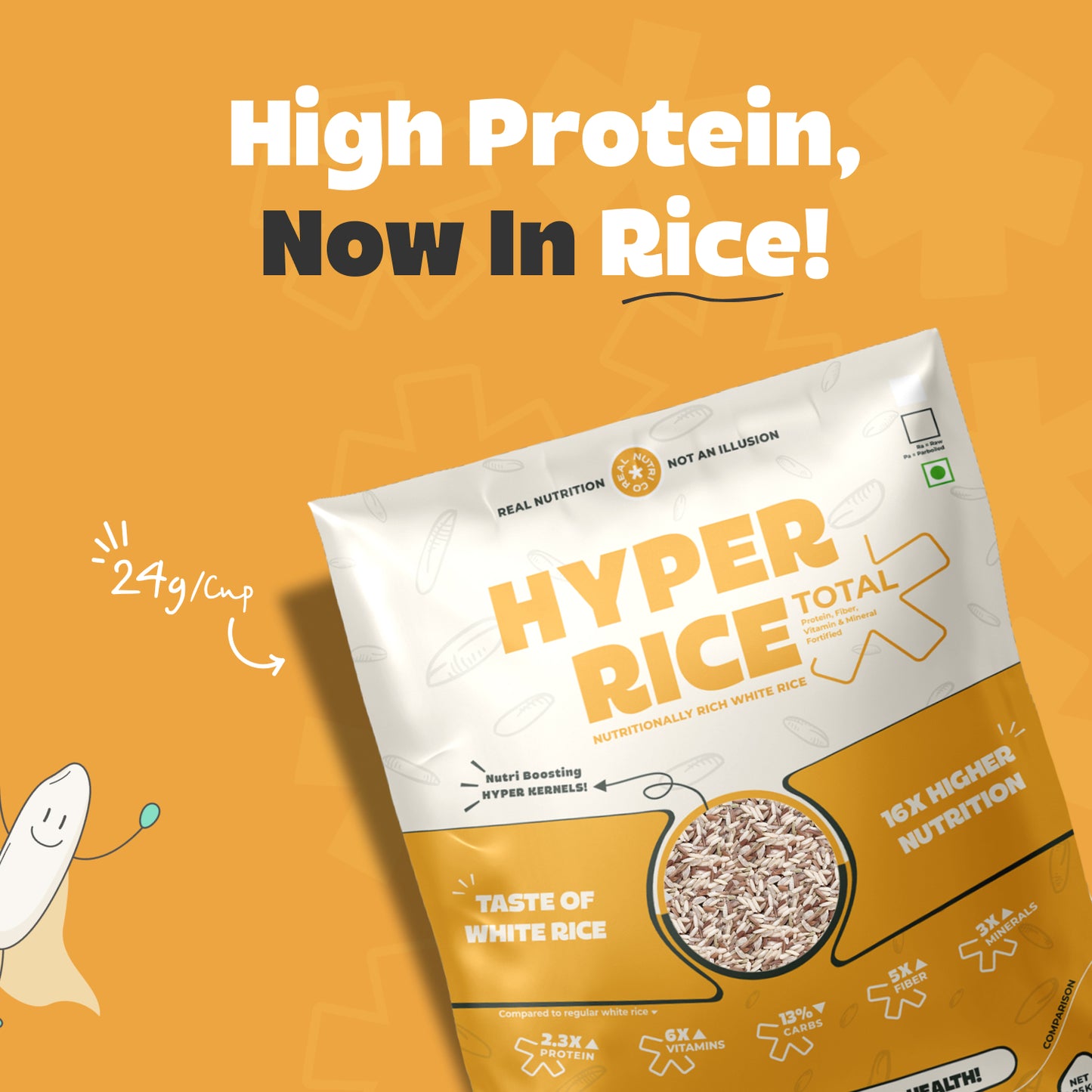 RealNutriCo Hyper Rice Total - 24gm High Protein White Rice Alternative