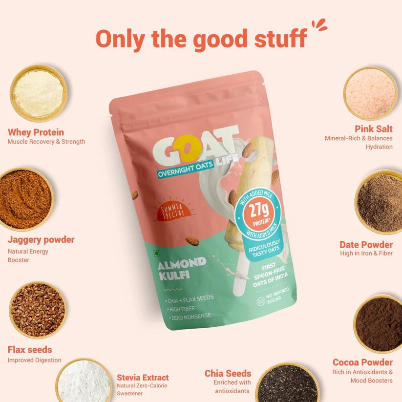 GOAT Life High Protein Overnight Flavoured Oats Almond Kulfi