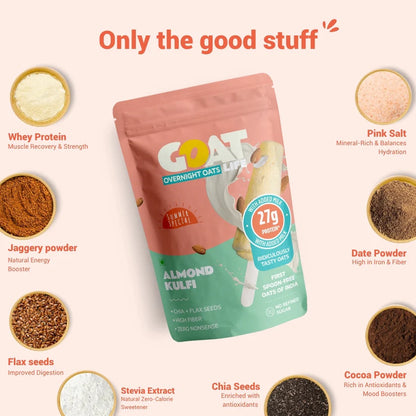 GOAT Life High Protein Overnight Flavoured Oats Almond Kulfi