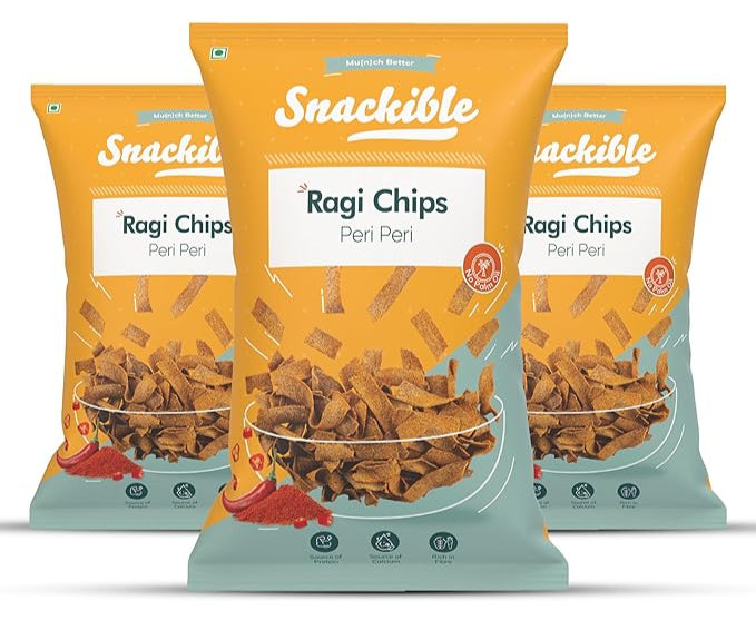 Snackible Peri Peri Ragi Chips- 55g (Pack of 2)