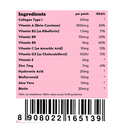 Patch Up Glow Up Patches For Hair | Skin | Nails - Health With Biotin And Collagen Type - 1 pack[12 units]]